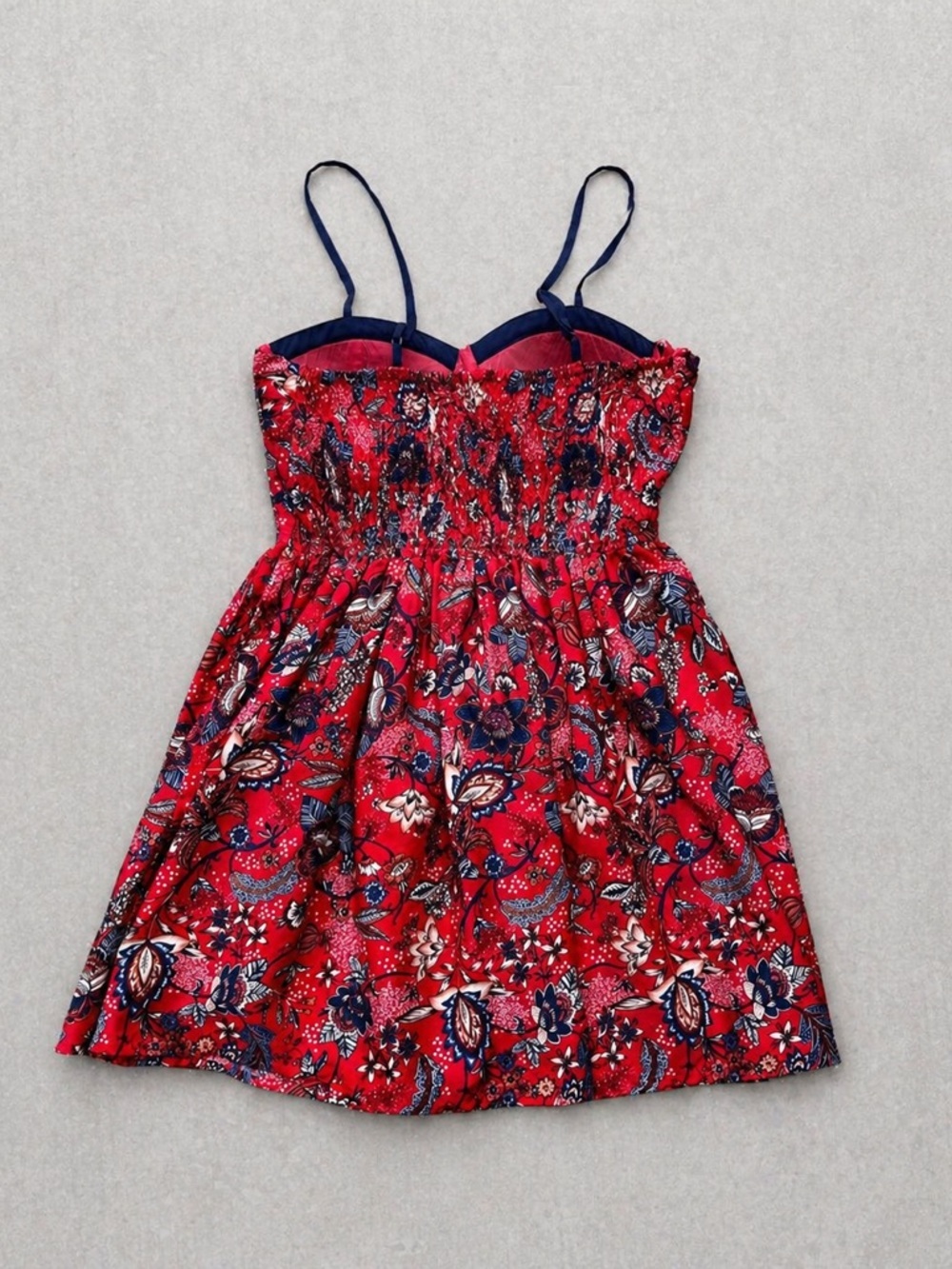 B.O.G Collective Coral & Navy Floral Dress | Adjustable Straps | Pockets | Sz M - Picture 4 of 10